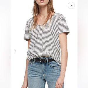 NWT ALLSAINTS Emelyn stripe tee ecru/black